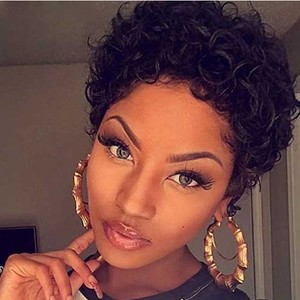 Afro Short Black Hair Curls Synthetic Wig For Women New Fashion