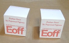 Two 3M 3x3 Post-It Notes Cubes w/Advertising: Alcan, G.E., Eoff Electric Company