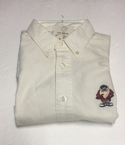 Camisa Clásica Looney Tunes Tasmanian Devil Para Hombres Mediana Manga Larga Blanca Nueva - Imagen 11 de 11