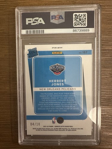 Panini Donruss Optic Herbert Jones 2021-22 novato con clasificación dorada/10 RC #157 PSA 9 - Imagen 2 de 2