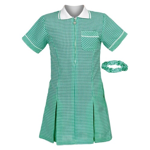 Girls Gingham Check School Summer Pleated Uniform Short Sleeve Dress Ages 3-20 - Picture 15 of 21
