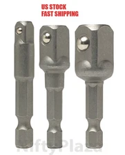 3 pcs Hex Drill Socket Driver Turns Power Drill into Power Nut Driver 1/4" Shank