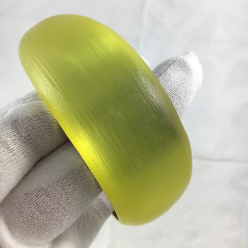 ALEXIS BITTAR Yellow Gold Hand Carved Wide Chunky Resin Lucite Tapered Bangle VG - Picture 8 of 23