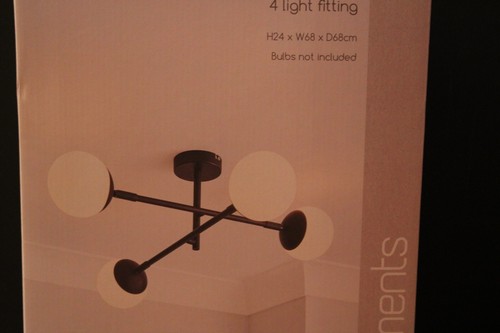 Dunelm Tela Baño 4 Luces Techo Negro - H 24cm x W 68cm x D 68cm - Imagen 7 de 13