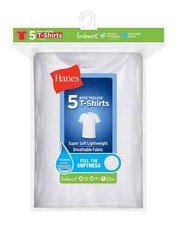 New Hanes Boy 5-Pack L 14-16 T-Shirt tagless EcoSmart Crewneck wicking cool LBsf