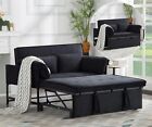 Pull-Out Sleeper Sofa Bed Convertible Sofa Bed Loveseat for Living Room, Black
