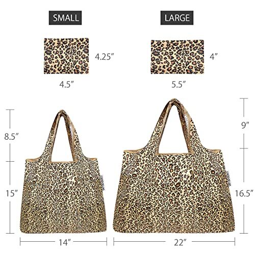 Faltbare Tragetasche Nylon groß & klein 2er Set, Leopardendruck - Bild 3 von 6