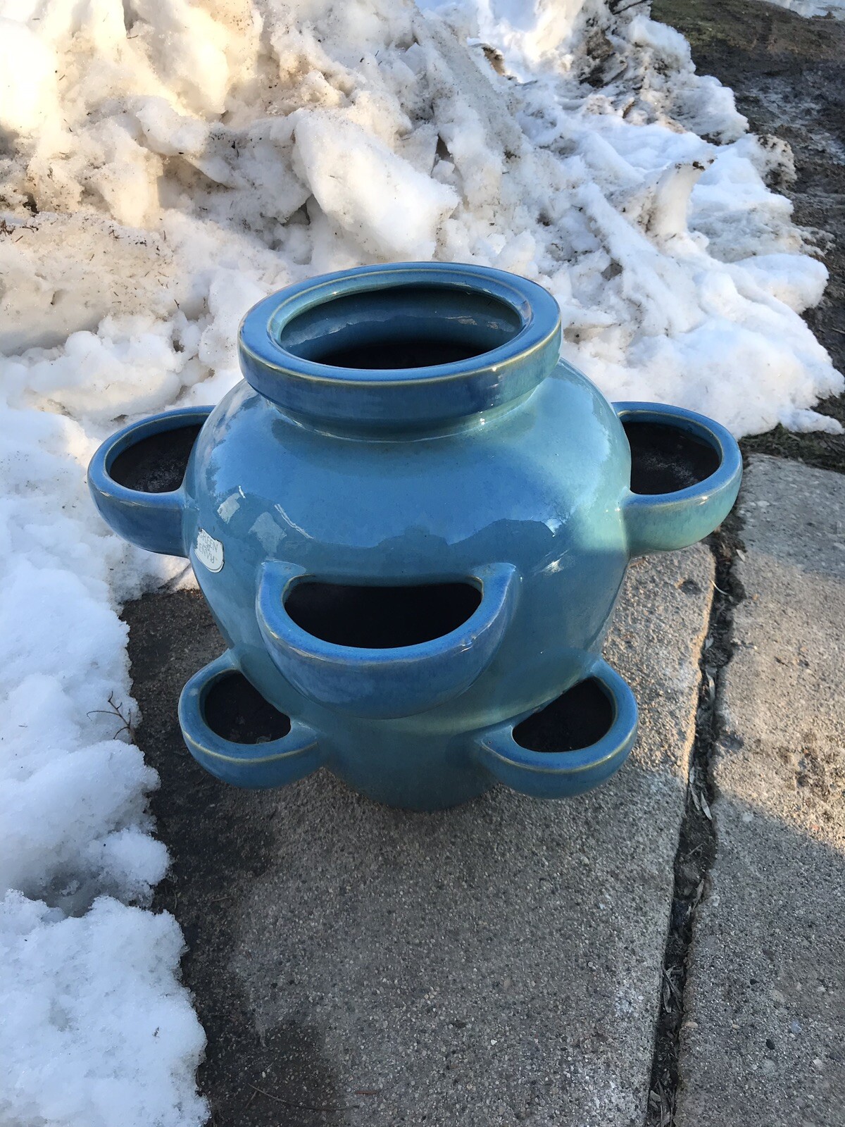 LARGE GLAZED CERAMIC STONEWARE STRAWBERRY HERB PLANTER POT SUCCULENTS LARGE GLAZED CERAMIC STONEWARE STRAWBERRY HERB PLANTER POT SUCCULENTS