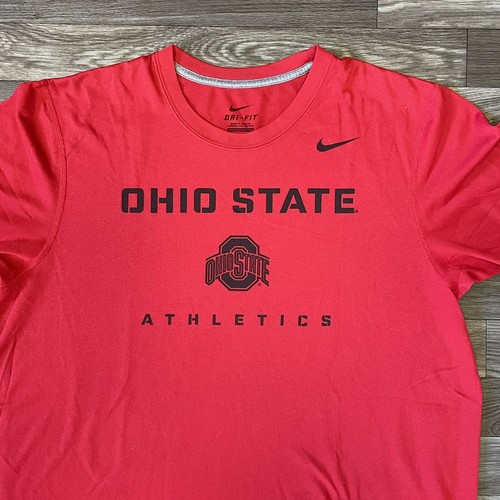 Nike Ohio State Buckeyes Dri-Fit Shirt Herren Large rot Swoosh Logo OSU - Bild 5 von 7
