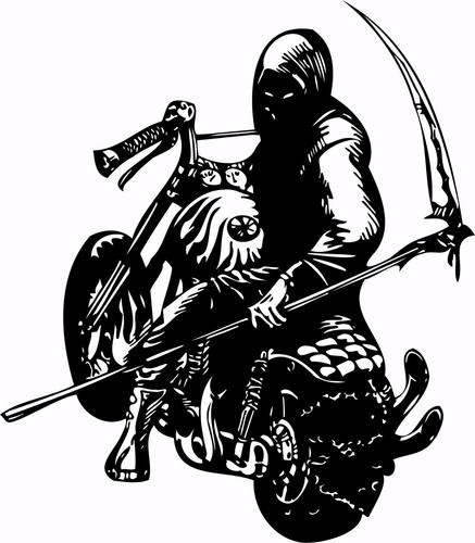 Motorcycle Grim Reaper Bike Biker Car Truck Window Vinyl Decal Sticker - Afbeelding 1 van 2