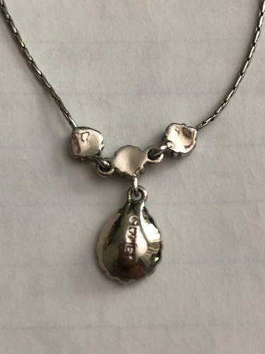 Vintage Monet Halskette mit tropfenförmigem Onyx Stein und 3 Clustern mit 4 Kristallen - Bild 11 von 12