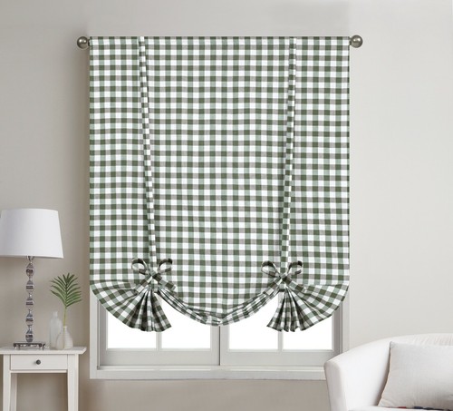 Panel cortina de sombra de bolsillo caña de gingham a cuadros de búfalo de 1 pieza caña de gingham - Imagen 3 de 6