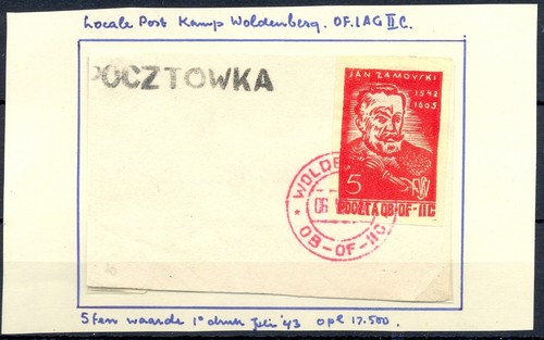 POLAND 1943  LOCAL ON PIECE  = WOLDENBERG =  VF  @2 - Picture 1 of 2