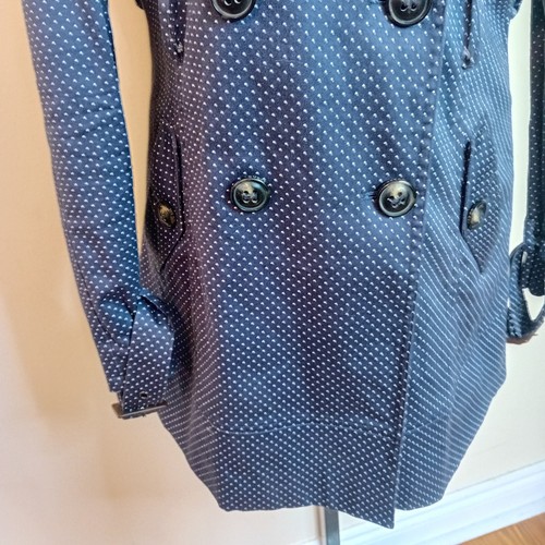 Vintage Y2K Guess Polka Dot Trench Coat Double Breasted Jacket Casual Twee M - Picture 7 of 16