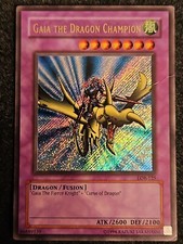 *Misprint* Gaia the Dragon Champion LOB-125 Secret Rare Damaged Ultra Name