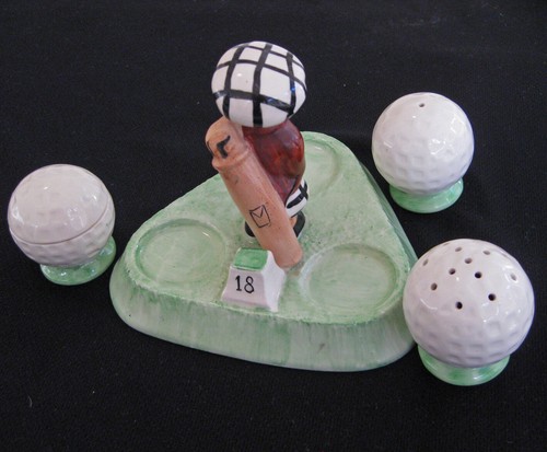 Caddie de golf vintage de porcelana Cruet de adorable con gorra blanca, Inglaterra c.1930 - Imagen 8 de 12