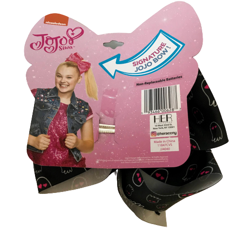 Jojo Siwa Halloween Hair Bow Clip Ghost Light Up LED Black Ribbon Girls Tween 6" - Picture 10 of 12