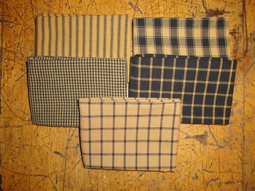 Mustard And Black Woven Cotton Homespun Fabric | Fat Quarter Bundle Of 5 - Picture 6 of 7