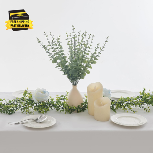 20 Pcs Fake Eucalyptus Stems Faux Eucalyptus Leaves Eucalyptus Artificial Fake G - Picture 5 of 9