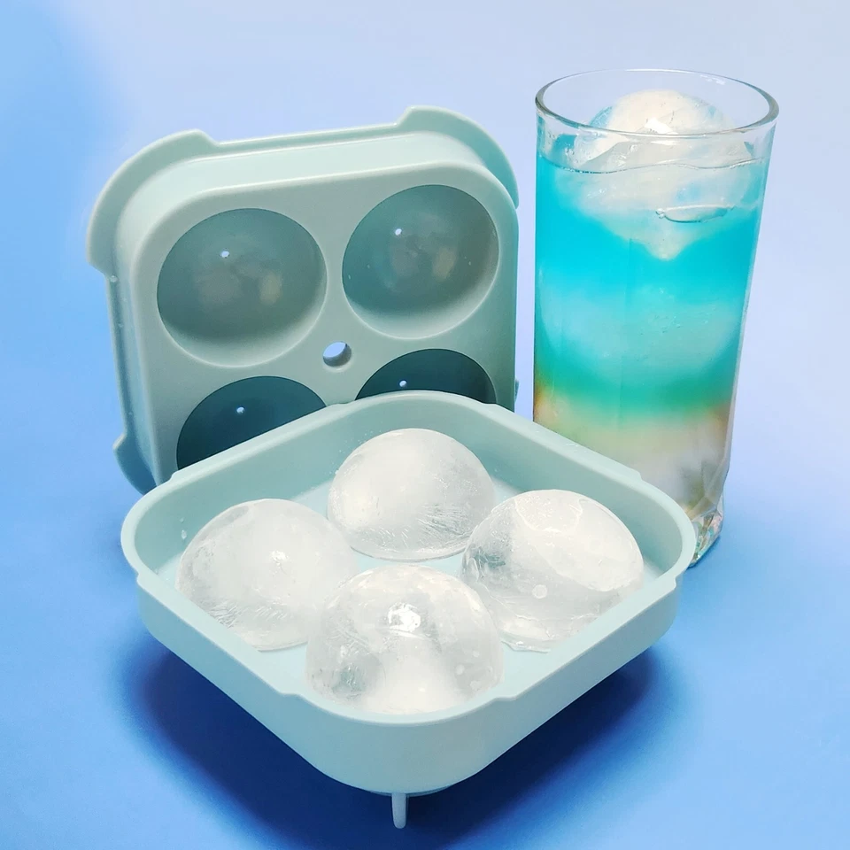 [4-Pack] Large Silicone Ice Cube Tray (Ice Ball / Ice Cube Mold)-SKYBLUE - Image 2 of 4
