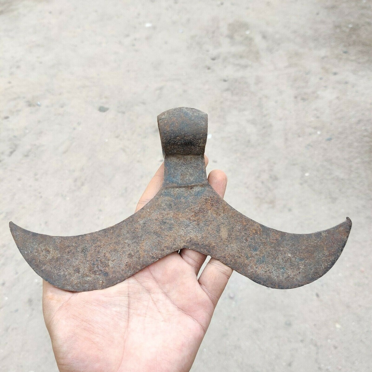 19c Vintage Handmade India Bullova Axe Head Steel Iron 10.2