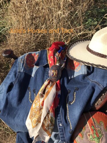 Scarf Slide Wild Rag Western Cowboy Buckaroo- Copper Buckle Slide - Picture 4 of 7