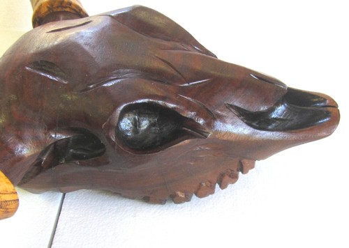 Hand CARVED WOOD STEER SKULL HEAD by Greg Henry WILD THINGS STUDIO - Picture 5 of 7