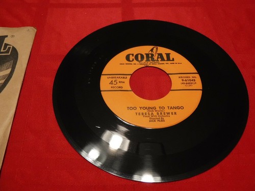 Teresa Brewer 7" 45 RPM Coral 9-61043 Ricochet (Rick-O-Shay) Too Young To Tango - Imagen 9 de 10