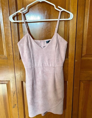 Missguided Dusty Pink Suede Mini Dress US 2 - Picture 5 of 10