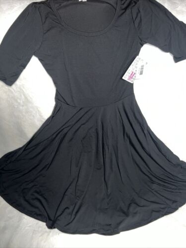 Lularoe Nicole Dress 🦄 Blue/Purple Solid Black Medium 10/12 8/10 New Classic M