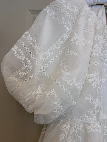 English Factory White Embroidered Baby Doll Puff Sleeve Blouse NWT Size L - Picture 10 of 21