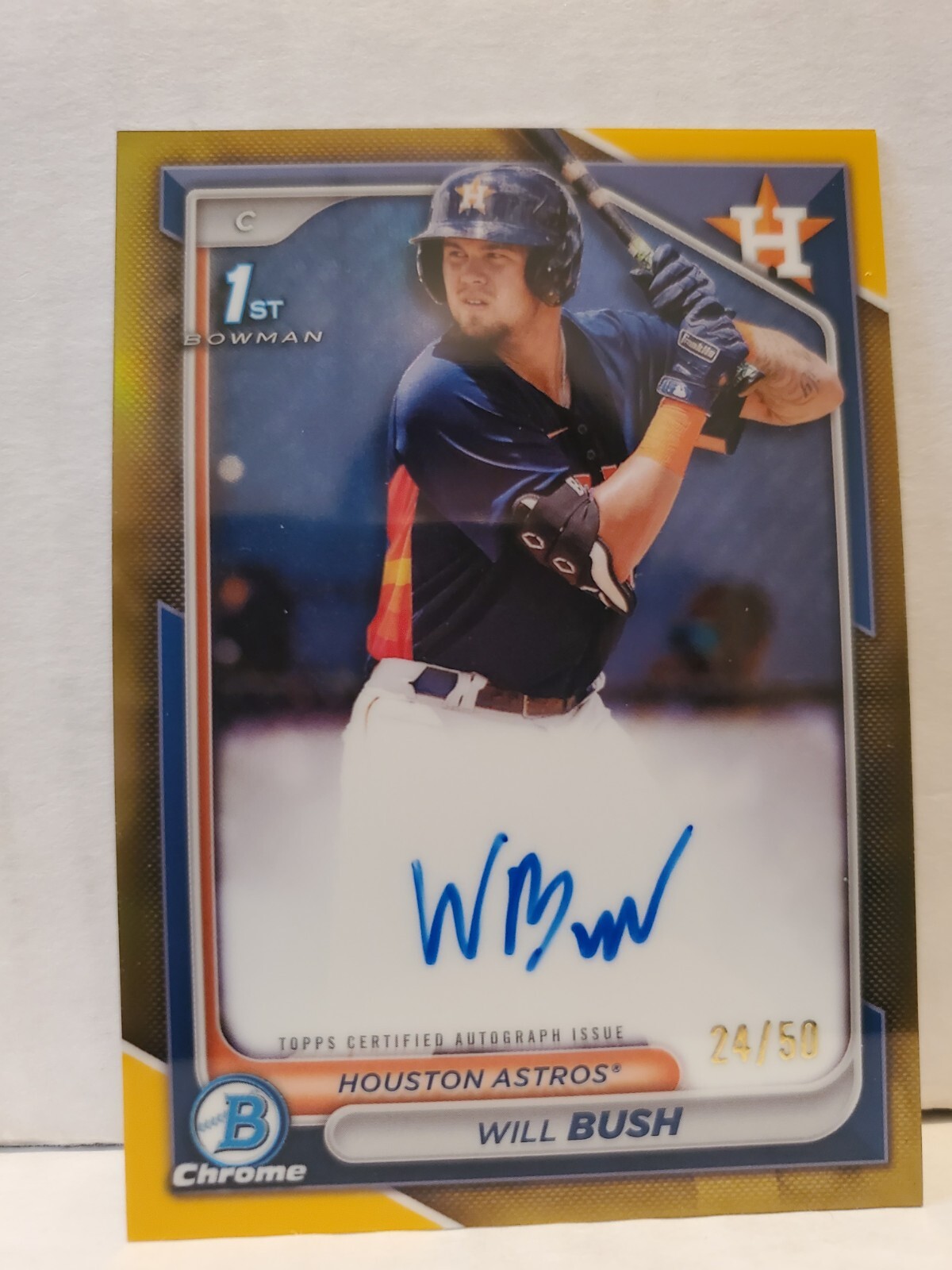 Will Bush 2024 Bowman Chrome Gold Refractor Auto /50 1st Prospect Rookie