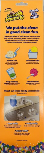 Scrub Mommy Flower Power Spugna bifacciale e scrubber FlexTexture 3 CONFEZIONI NUOVO - Foto 2 di 3