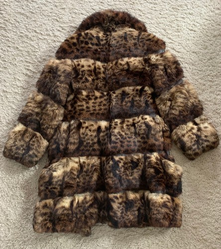 Vtg Neiman Marcus Rabbit Fur Womans Coat Sz Sm - Picture 3 of 11