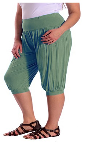 Damen Harem Baggy lose schlicht 3/4 Ali Baba kurze Leggings Hose Hose - Bild 17 von 20