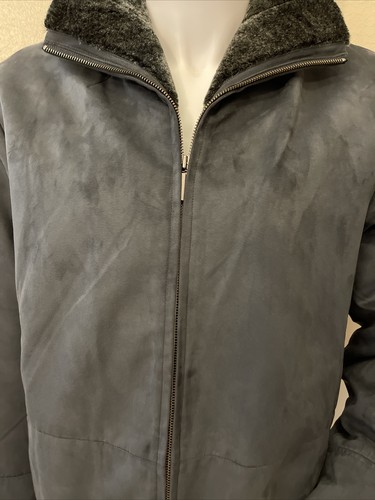 London Fog Bomber Gray All Weather Suede Full Zip Jacket Men Size Lg REG - Picture 7 of 12