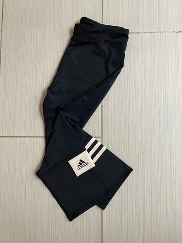 Great Condition adidas Cropped 3/4 leggings sz L (12-14y) Sport Logo Pants Black - Picture 5 of 7