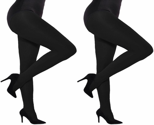 2 Pack Women Plus Size Opaque Microfiber Tights Black UK size 18 - 22 Aurellie - Picture 1 of 4