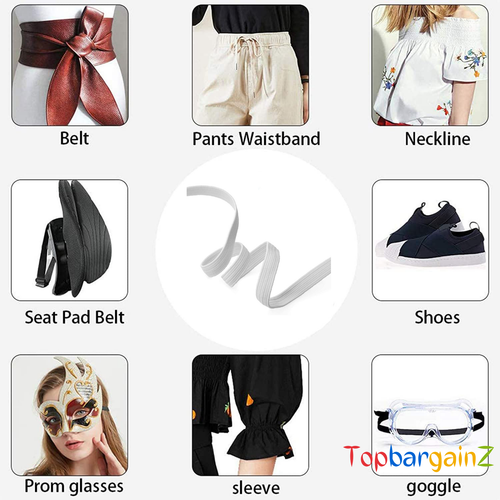 Banda elástica cordón máscara facial goma correa de costura cuerda blanca 6 mm 8 mm 10 mm 20 mm - Imagen 14 de 23