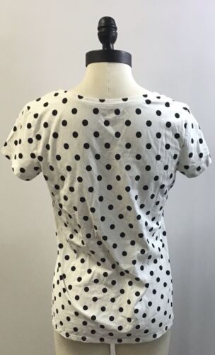 Womans Polka Dot Garnet Hill Size Small Black and White Tee Shirt - Picture 2 of 2