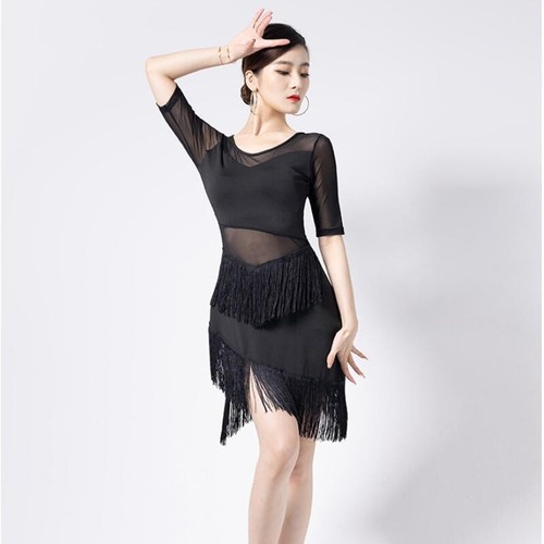 Women Tassel Dance Dress Latin Tango Ballroom Performance with Underpants Dress - Bild 10 von 15