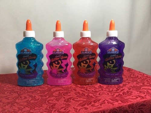 Elmers Classic Glitter Glue Red Blue Pink Purple 6 fl oz Washable for slime  - Picture 1 of 9