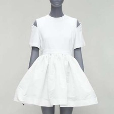 ALEXANDER MCQUEEN 2022 white cut out shoulder flared short dress IT38 XS