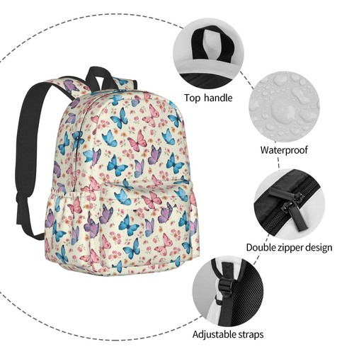 Butterflies Backpack Travel Backpack for Women Men Work Laptop backpacks Carr... - Picture 3 of 9