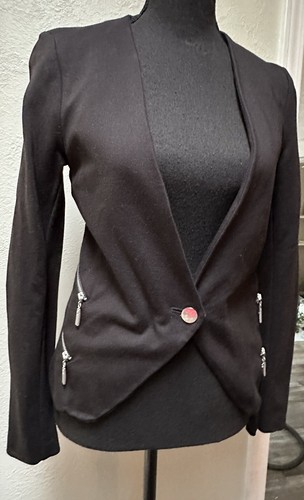 Love Tree Blazer Women's SZ S Black Moto Zipper Accents Anthropologie Jacket - Picture 2 of 6