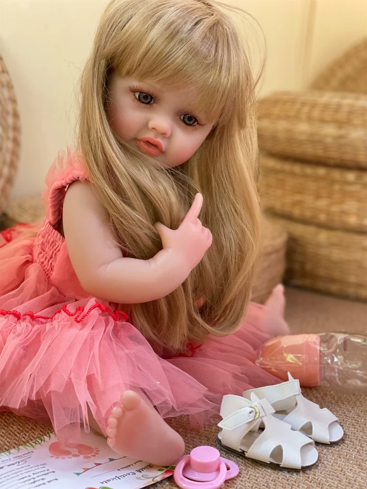 Bambola Bionda Reborn 55CM Silicone Morbido - Realistica Full Body in Silicone - Immagine 3 di 4
