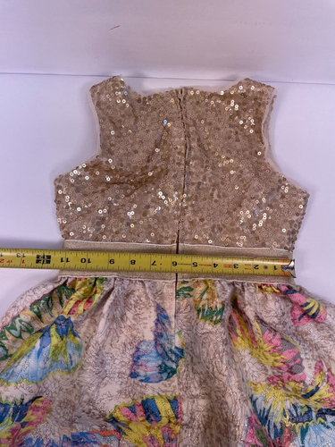 Blush Dress Girls Gold Sequin Floral Empire Waist Sleeveless Back Zip Size 10 - Picture 4 of 6