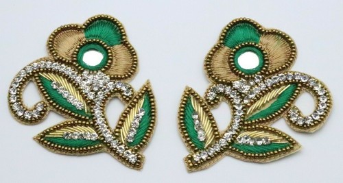 FCL 1 Paar Aufnäher Applikation Blumenform Verzierung Stoffperlen Pailletten - Bild 7 von 32