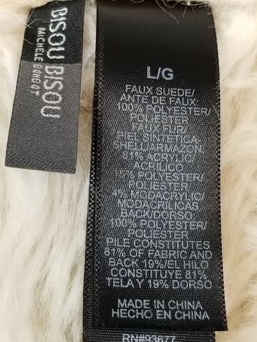 Bisou Bisou women's size large faux suede faux fur vest open front collared bb12 - Picture 3 of 8