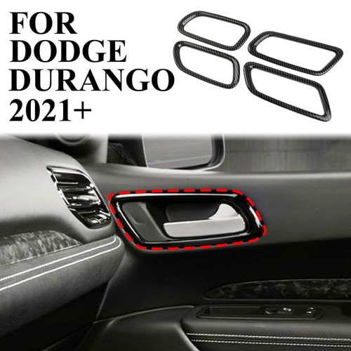 Manija de puerta interior de fibra de carbono cubierta de cuenco marco de moldura para Dodge Durango 2021+ - Imagen 7 de 14